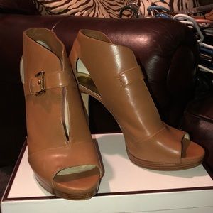 Brown leather heels